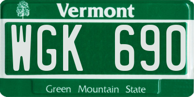 VT license plate WGK690
