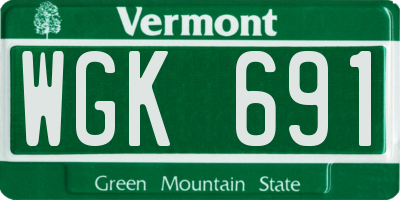 VT license plate WGK691