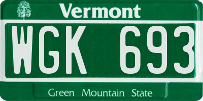 VT license plate WGK693