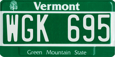 VT license plate WGK695
