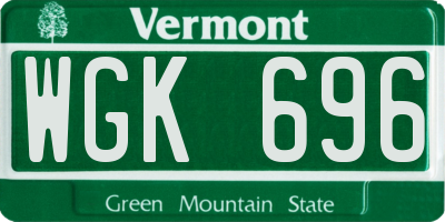 VT license plate WGK696