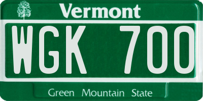 VT license plate WGK700