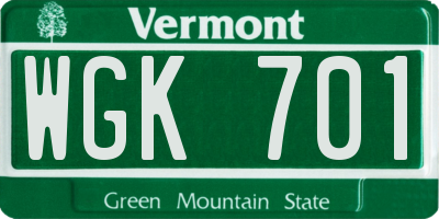 VT license plate WGK701
