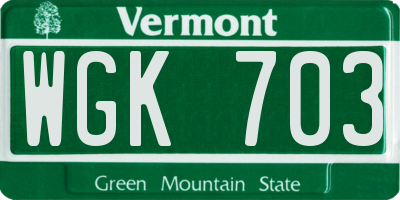 VT license plate WGK703