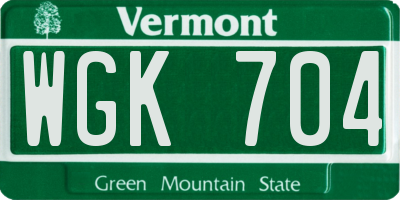 VT license plate WGK704