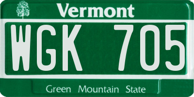 VT license plate WGK705