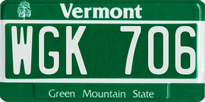 VT license plate WGK706