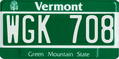 VT license plate WGK708