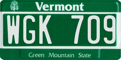 VT license plate WGK709