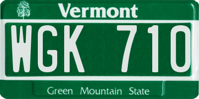 VT license plate WGK710