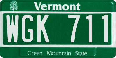 VT license plate WGK711