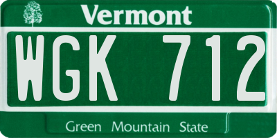 VT license plate WGK712