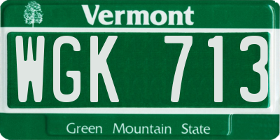 VT license plate WGK713
