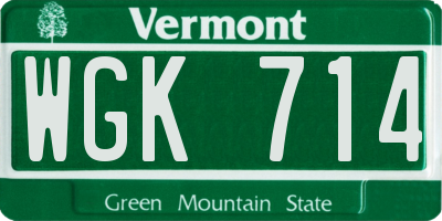 VT license plate WGK714