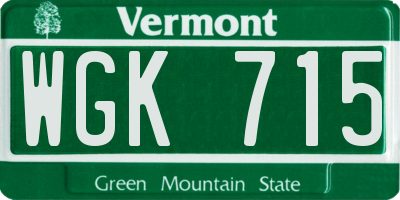 VT license plate WGK715