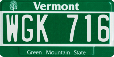 VT license plate WGK716