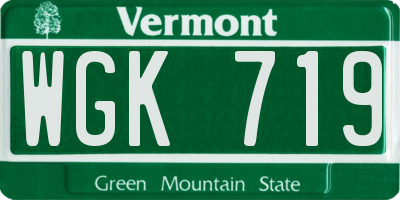 VT license plate WGK719