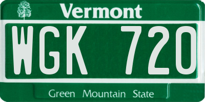 VT license plate WGK720