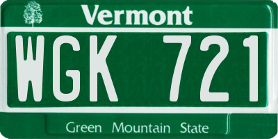 VT license plate WGK721