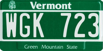 VT license plate WGK723