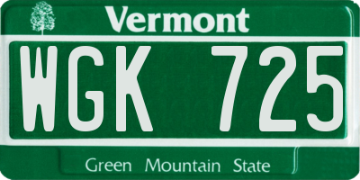 VT license plate WGK725