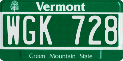 VT license plate WGK728