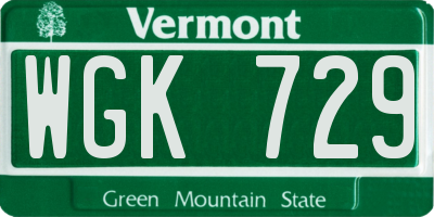 VT license plate WGK729