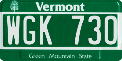 VT license plate WGK730