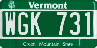 VT license plate WGK731