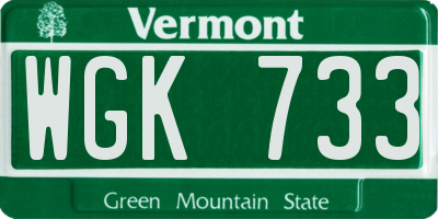 VT license plate WGK733