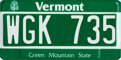 VT license plate WGK735