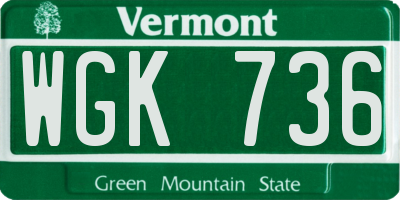 VT license plate WGK736