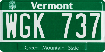 VT license plate WGK737