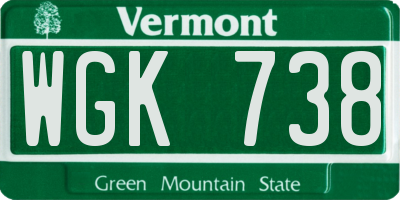 VT license plate WGK738