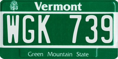 VT license plate WGK739