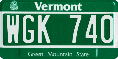 VT license plate WGK740