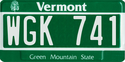 VT license plate WGK741