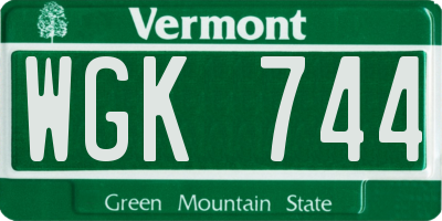 VT license plate WGK744