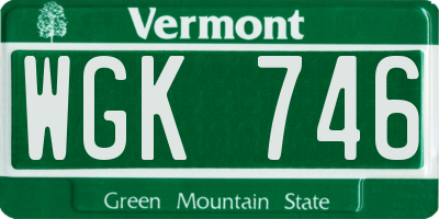 VT license plate WGK746