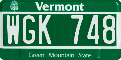 VT license plate WGK748