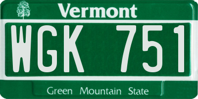 VT license plate WGK751