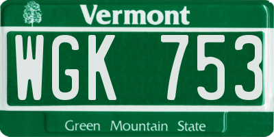 VT license plate WGK753