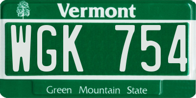 VT license plate WGK754
