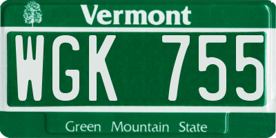 VT license plate WGK755