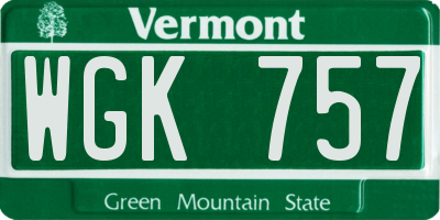 VT license plate WGK757