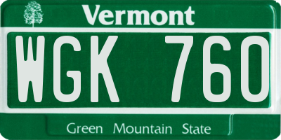 VT license plate WGK760