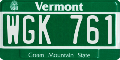 VT license plate WGK761