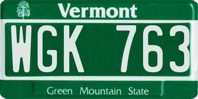 VT license plate WGK763
