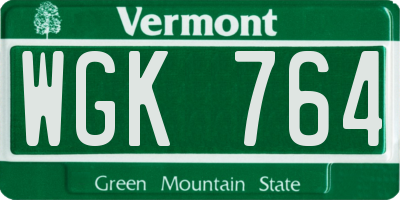 VT license plate WGK764