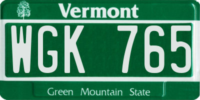 VT license plate WGK765